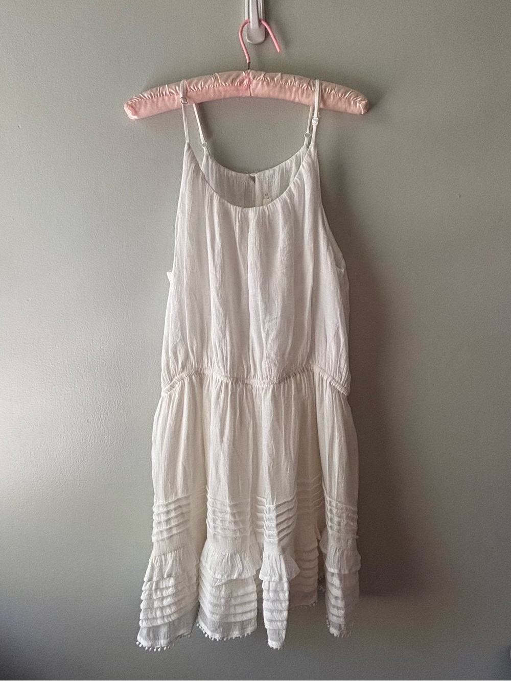 White Tiered Mini Dress Graduation Summer Events Boutique by Mustard Seed SZ L - Picture 2 of 6
